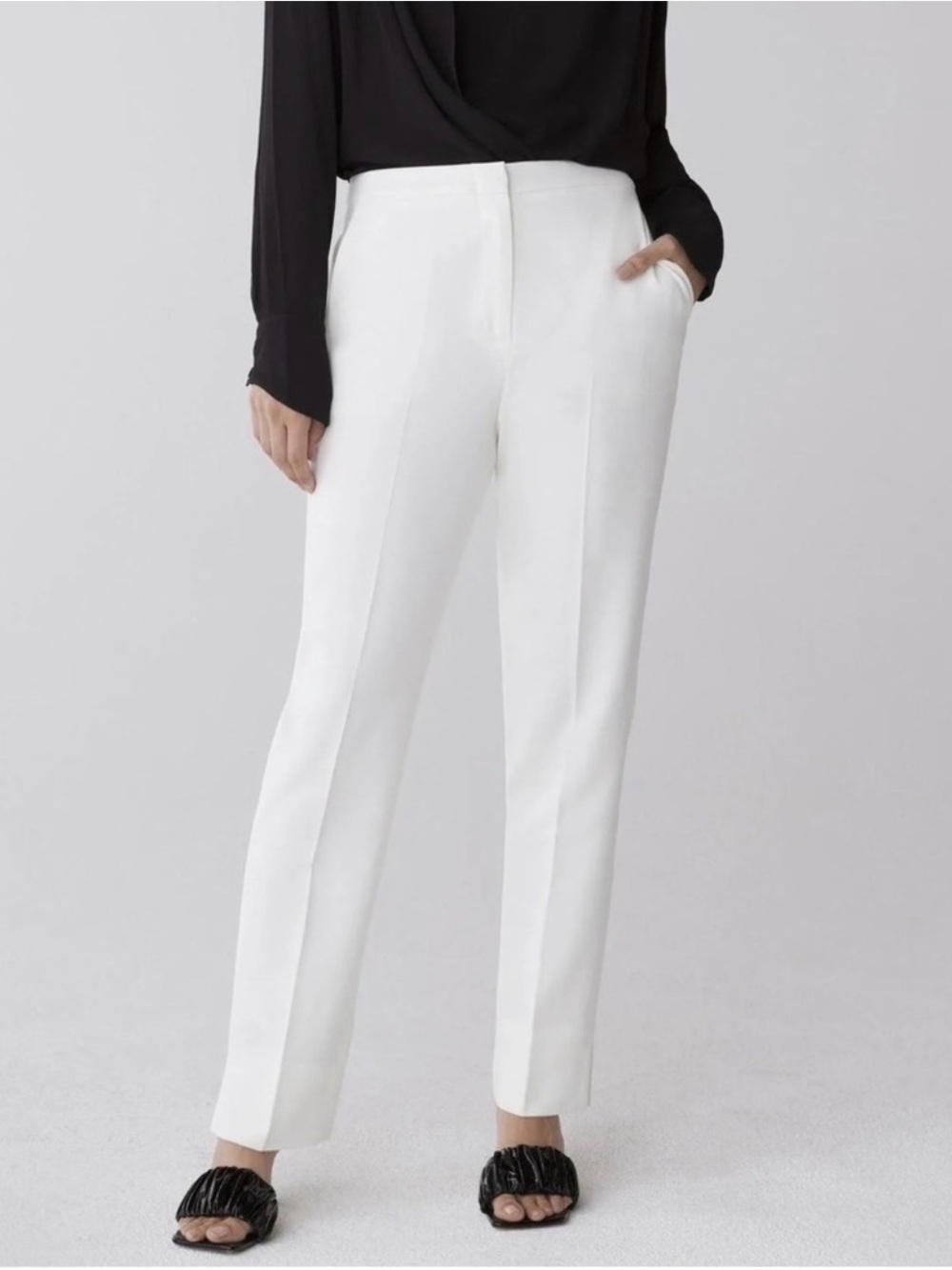 🛍️SALE🛍️ BCBGMaxAzria TARIK Off-White Tailored Straight Pants Trousers - Picture 2 of 14